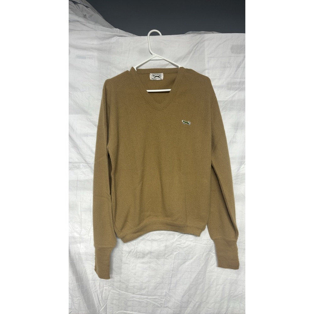 JCPenney  fox Sweater Mens Medium Brown V-Neck Acrylic Knit Pullover